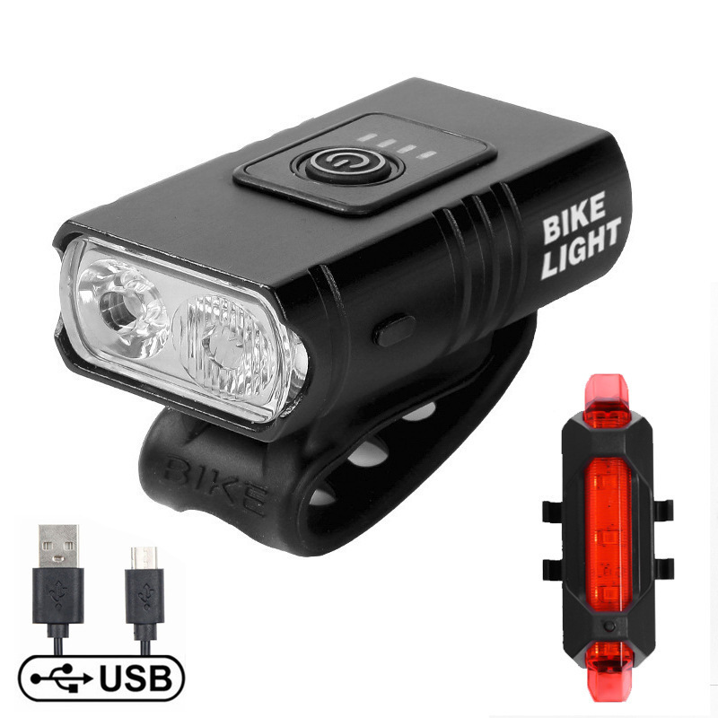 T6 bicycle light, aluminum alloy headlight, strong light cycling flashlight, outdoor cycling light, USB front and rear light set Specification image
