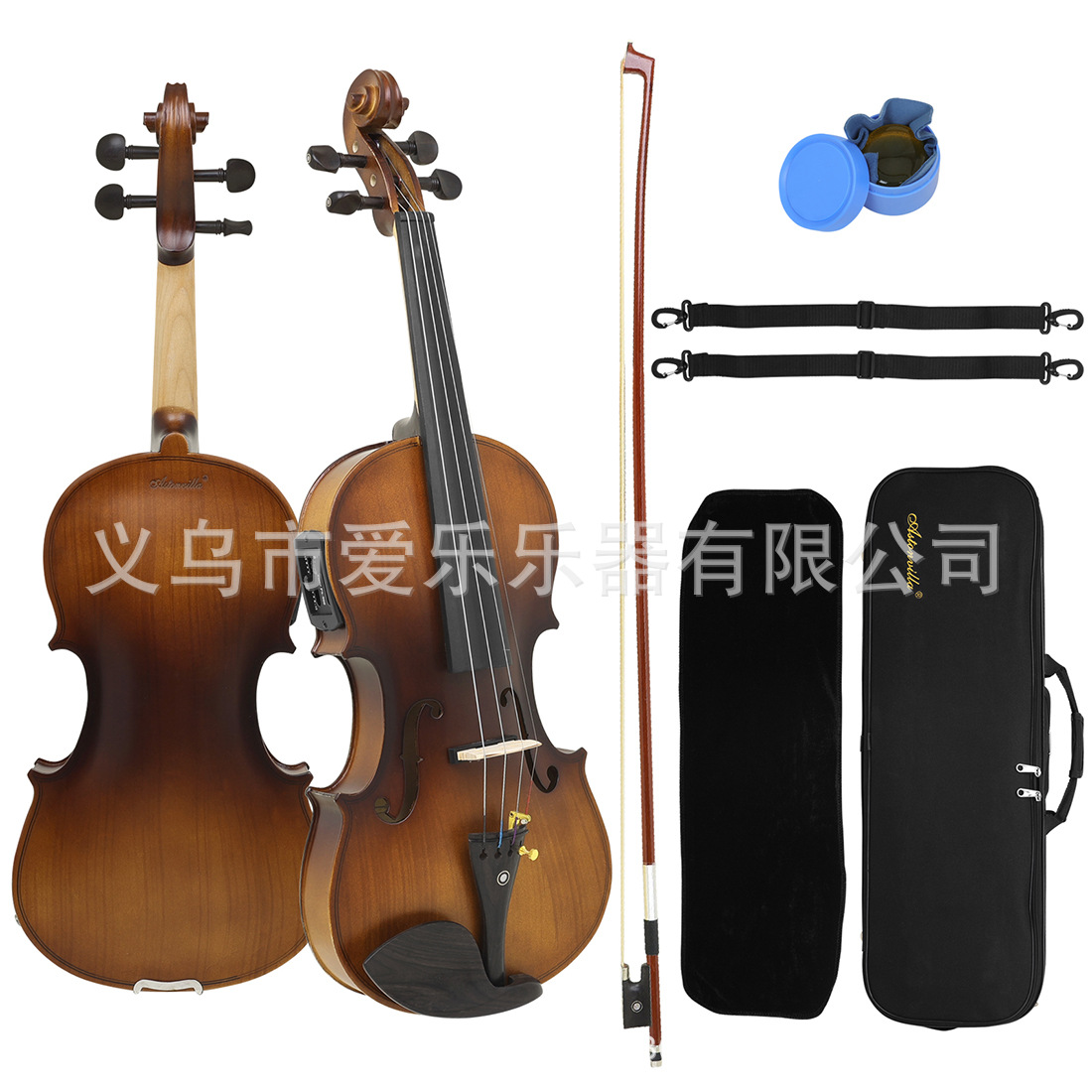 Beginner violin practice kit with bow, rosin tuner Item Picture