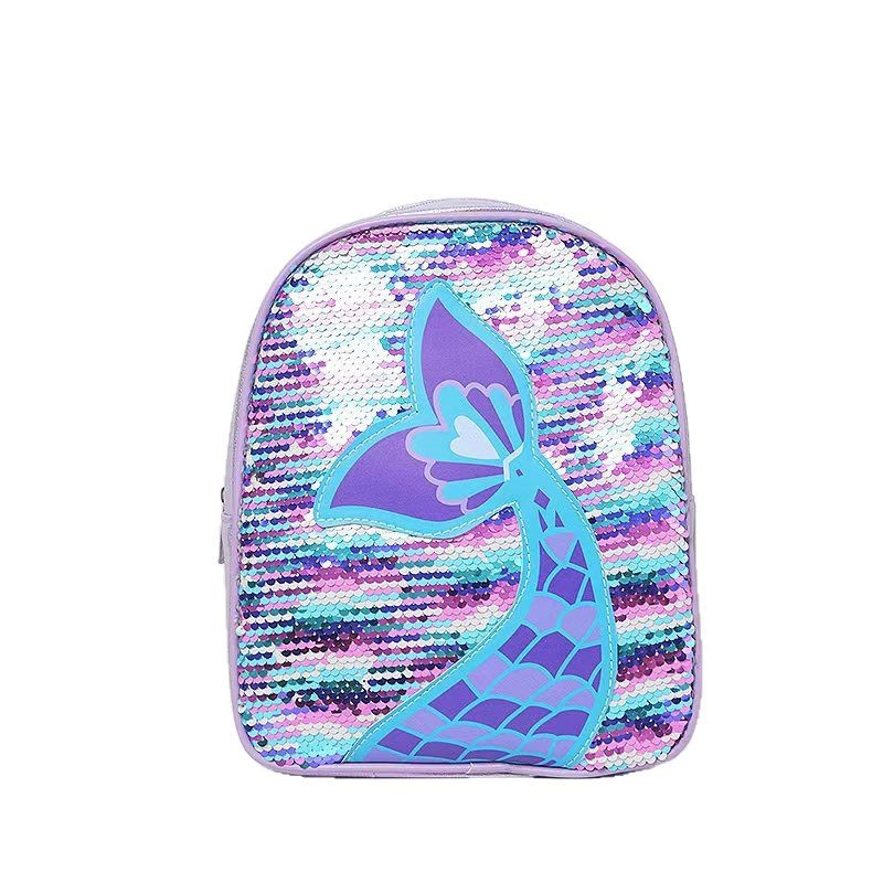 Student schoolbag, children's kindergarten backpack, laser dazzling sequin fishtail embroidery backpack, lightweight, fashionable and cute Item Picture