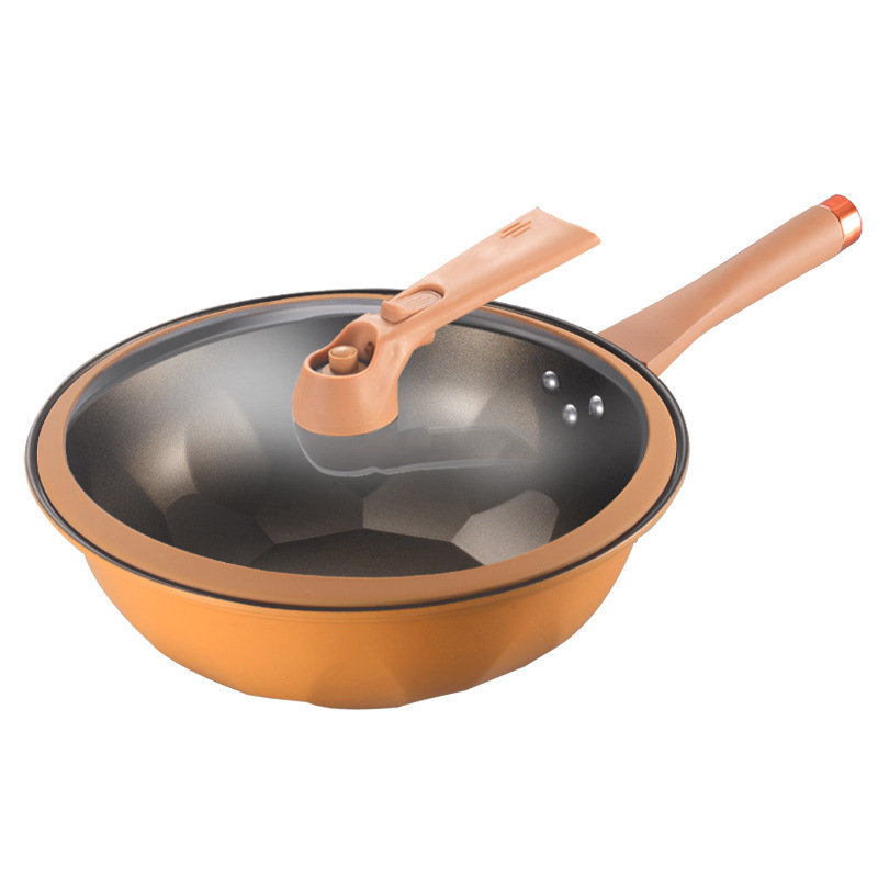 Cross-border clay non-stick pan, health pot, healthy ceramic wok, induction cooker special integrated wok, customized cooking wok Item Picture