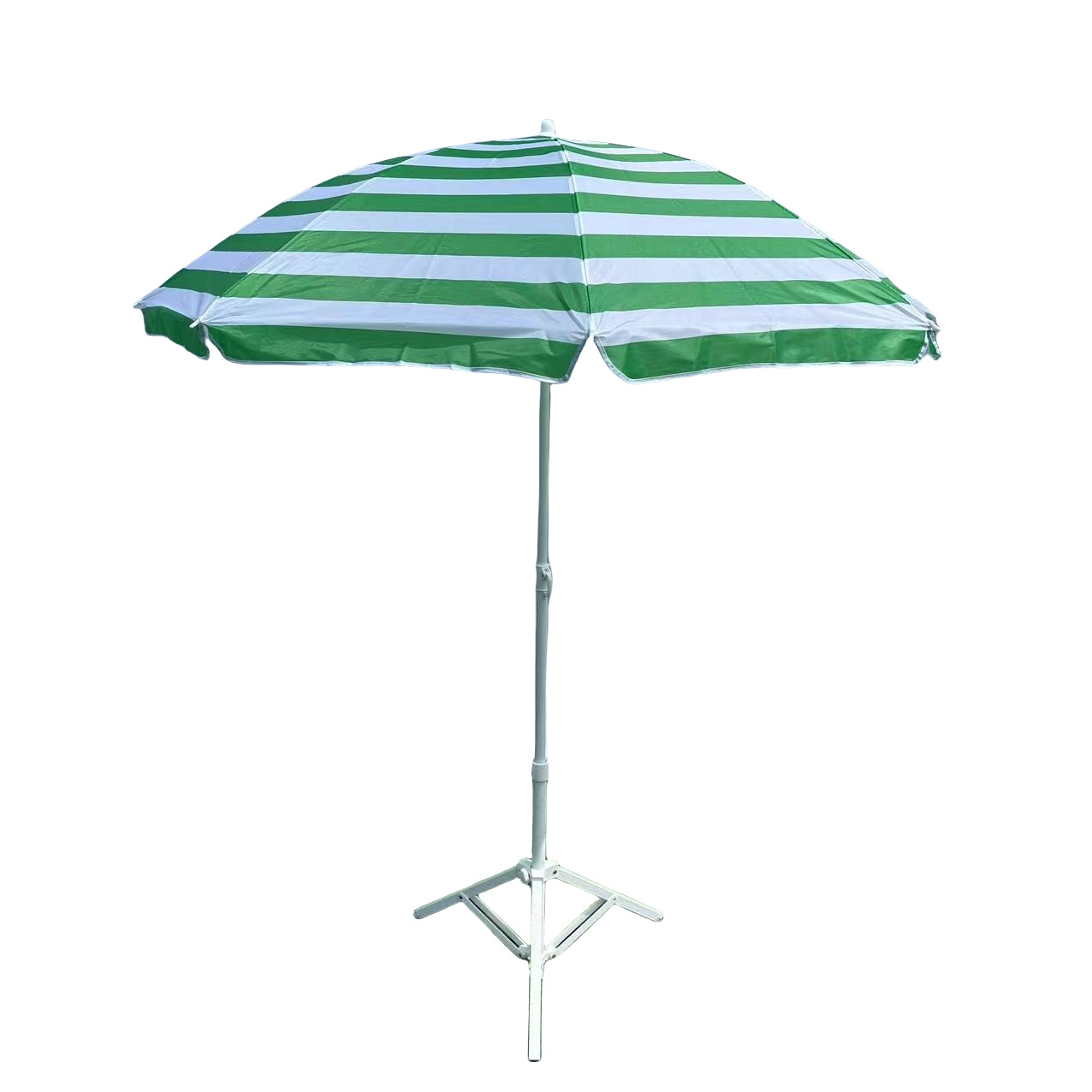 库存1.6米绿白条纹遮阳沙滩伞户外庭院太阳伞防紫外线透气设计