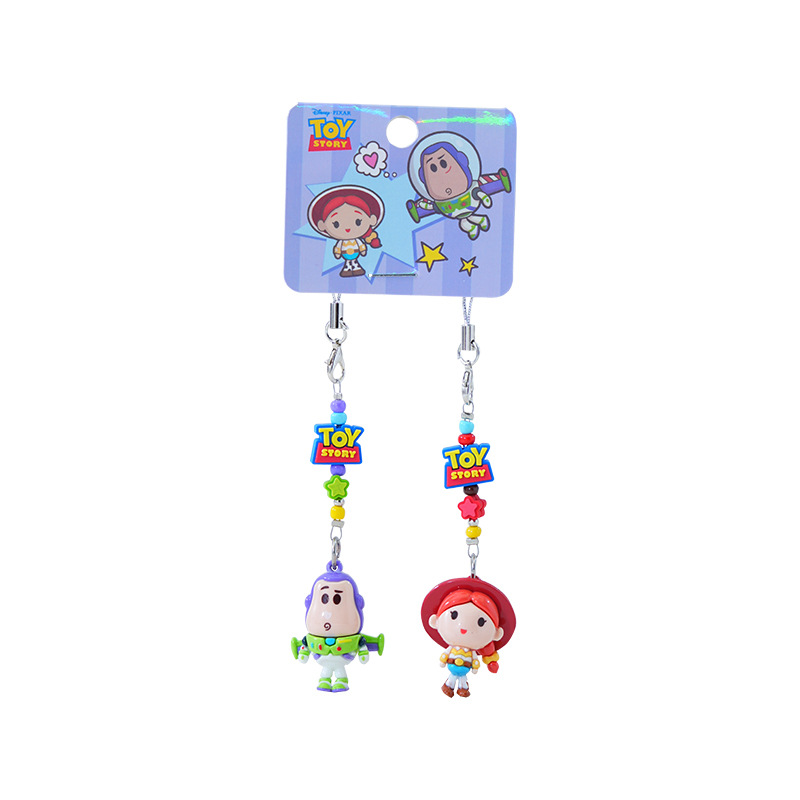 Official Toy Story cute bead keychain, cartoon and adorable Buzz Lightyear figurine keychain bag pendant Item Picture