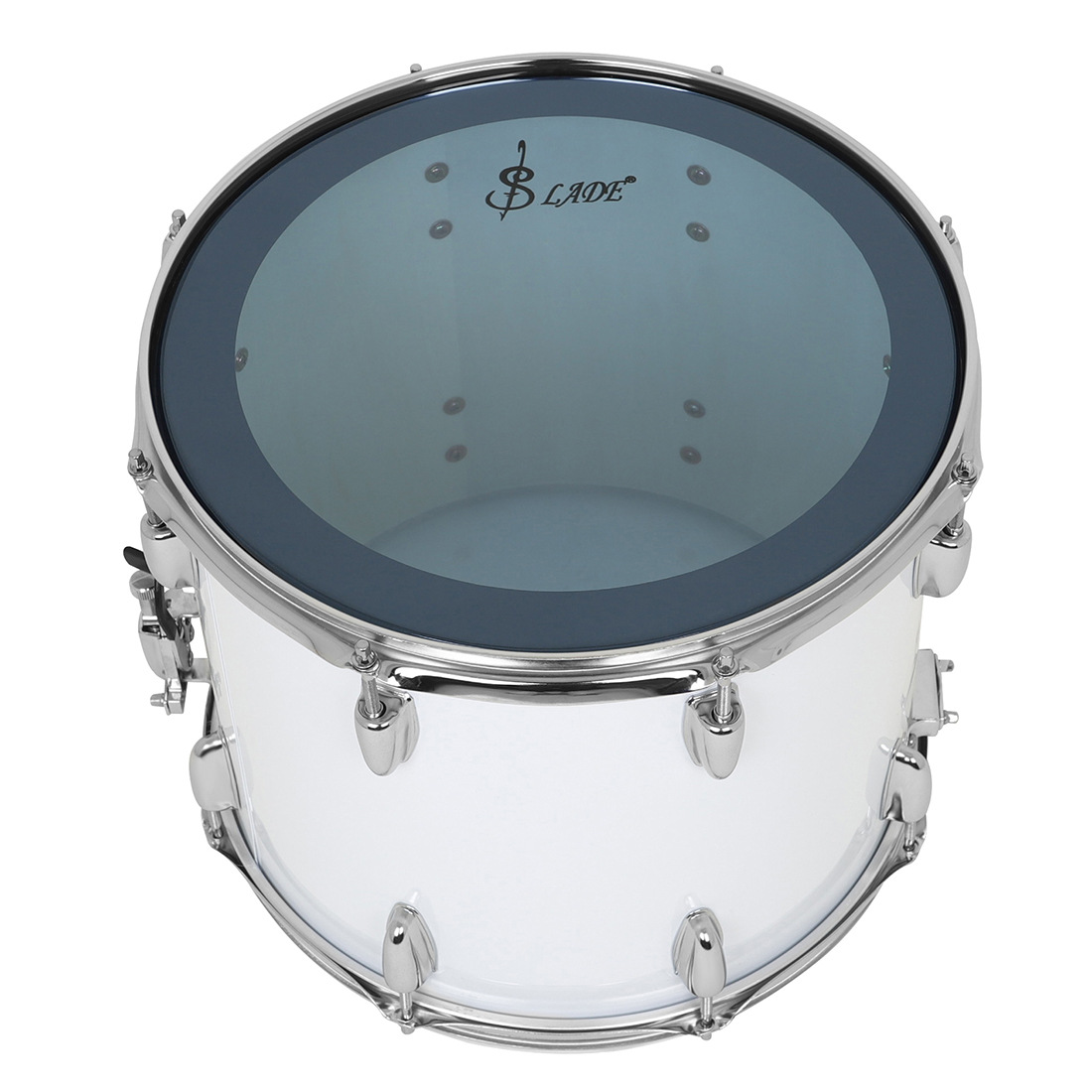 وتوزع الفرقة الموسيقية الطبول العسكرية ذات الحزام الأزرق الأبيض الصغير الطبول العسكرية، التي يبلغ طولها 14 بوصة Specification image
