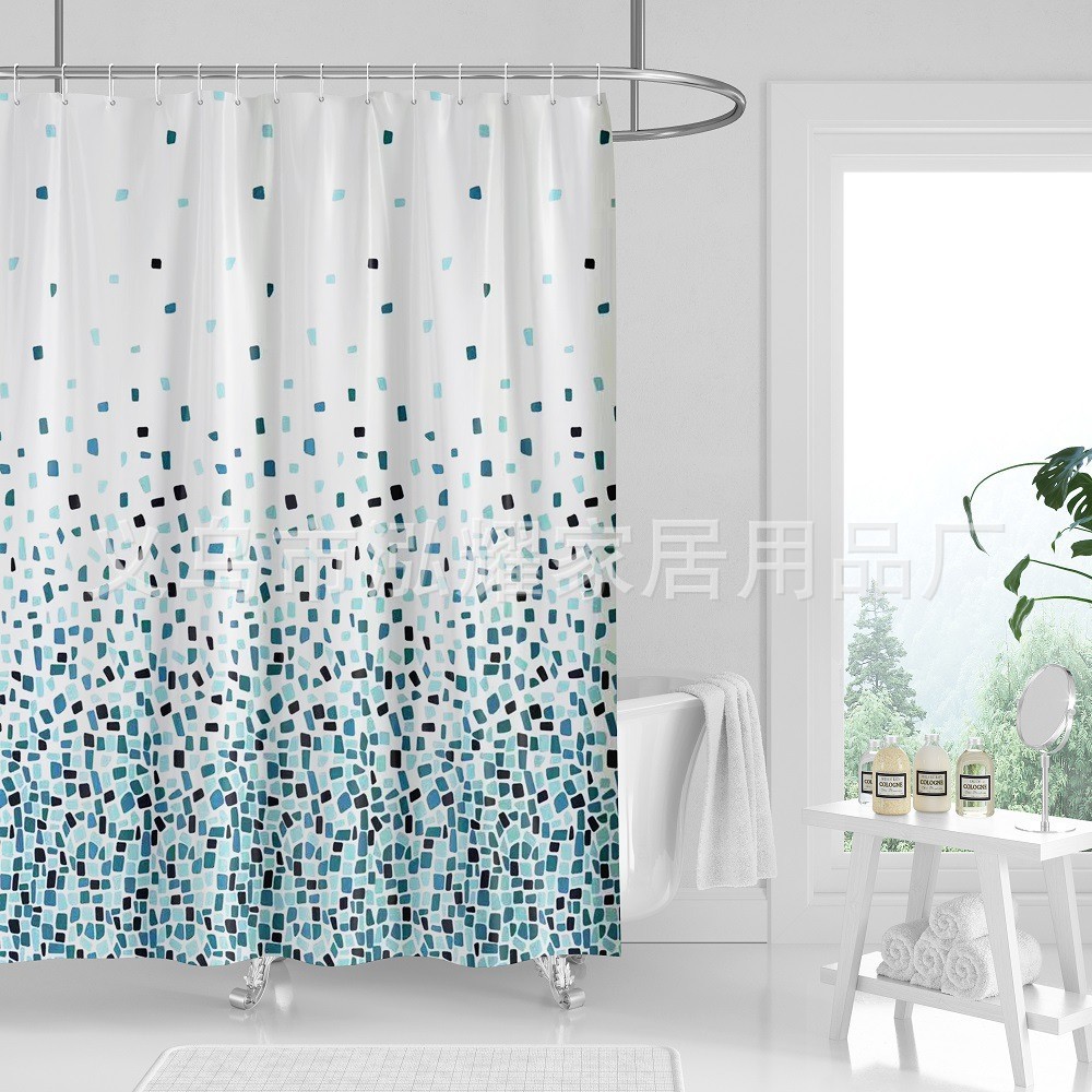 跨境热销浴帘隔断帘免打孔门帘隔断浴室帘防水遮光帘涤纶印花批发