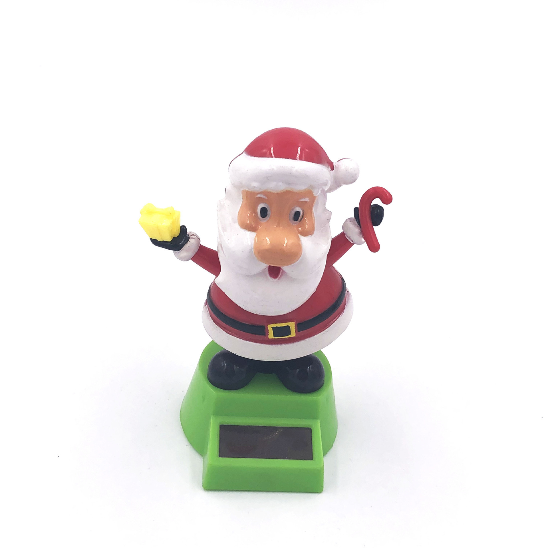 Santa Claus solar figurine, shaking head doll, walking stick, Christmas car heating, can swing, sample available