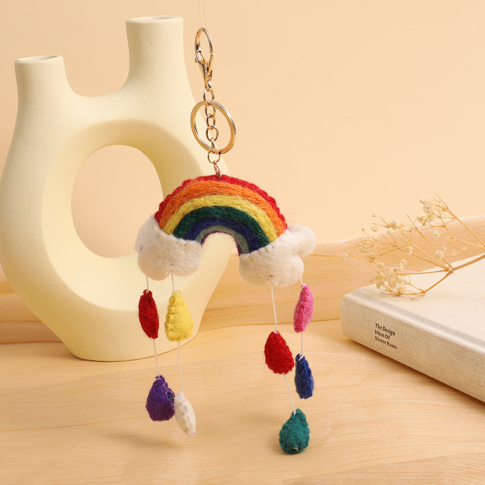 Rainbow handmade wool felt pendants, Nepalese wool felt wind chimes, creative bag pendants, cute pendants wholesale details Picture