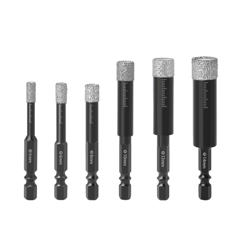 Brazed dry-drilling tile drill bit, concrete granite hexagonal handle, diamond marble hole opener set 7PC Item Picture