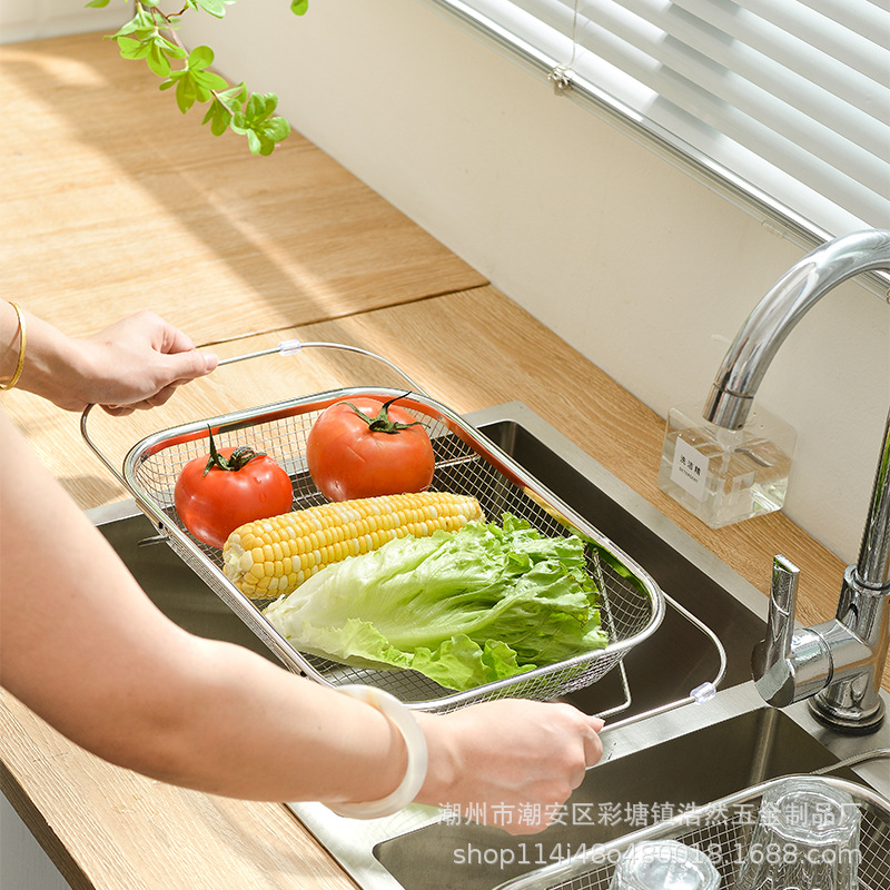 不锈钢沥水篮网洗碗台水槽工厂批发家用餐具碗筷架伸缩沥水架收纳