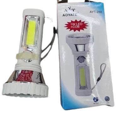 Portable plastic flashlight with rechargeable battery, household emergency lighting, small flashlight, adjustable lithium battery flashlight Item Picture
