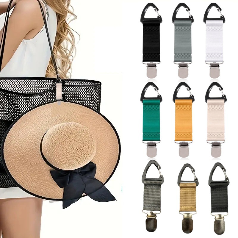 新款懒人旅行帽子夹户外背包行李收纳夹编织多用途草帽夹帽子配件