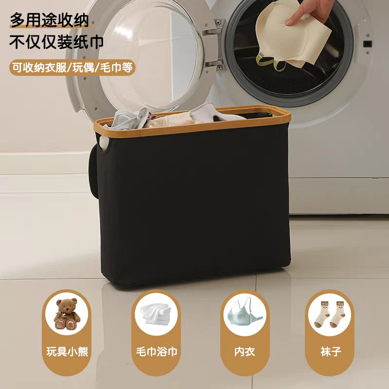 舒十竹制布艺卫生间纸巾收纳筐可折叠带盖卷纸收纳篓杂物篮牛津布