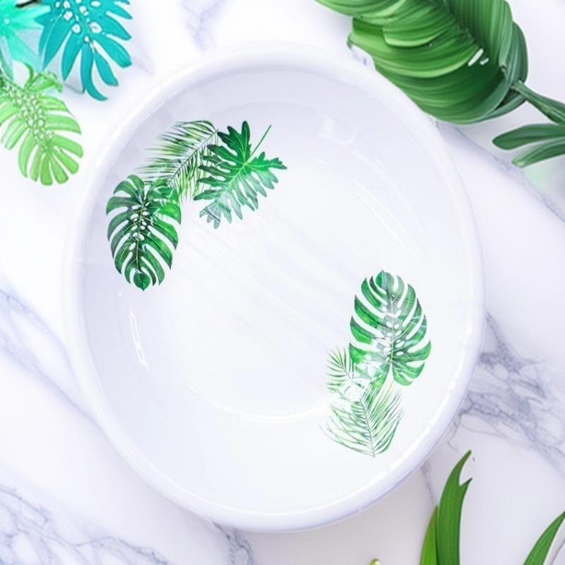 Export melamine Korean barbecue plates, commercial round plates, buffet plates, Western food, fruit, dessert and snack plates, melamine tableware Specification drawing