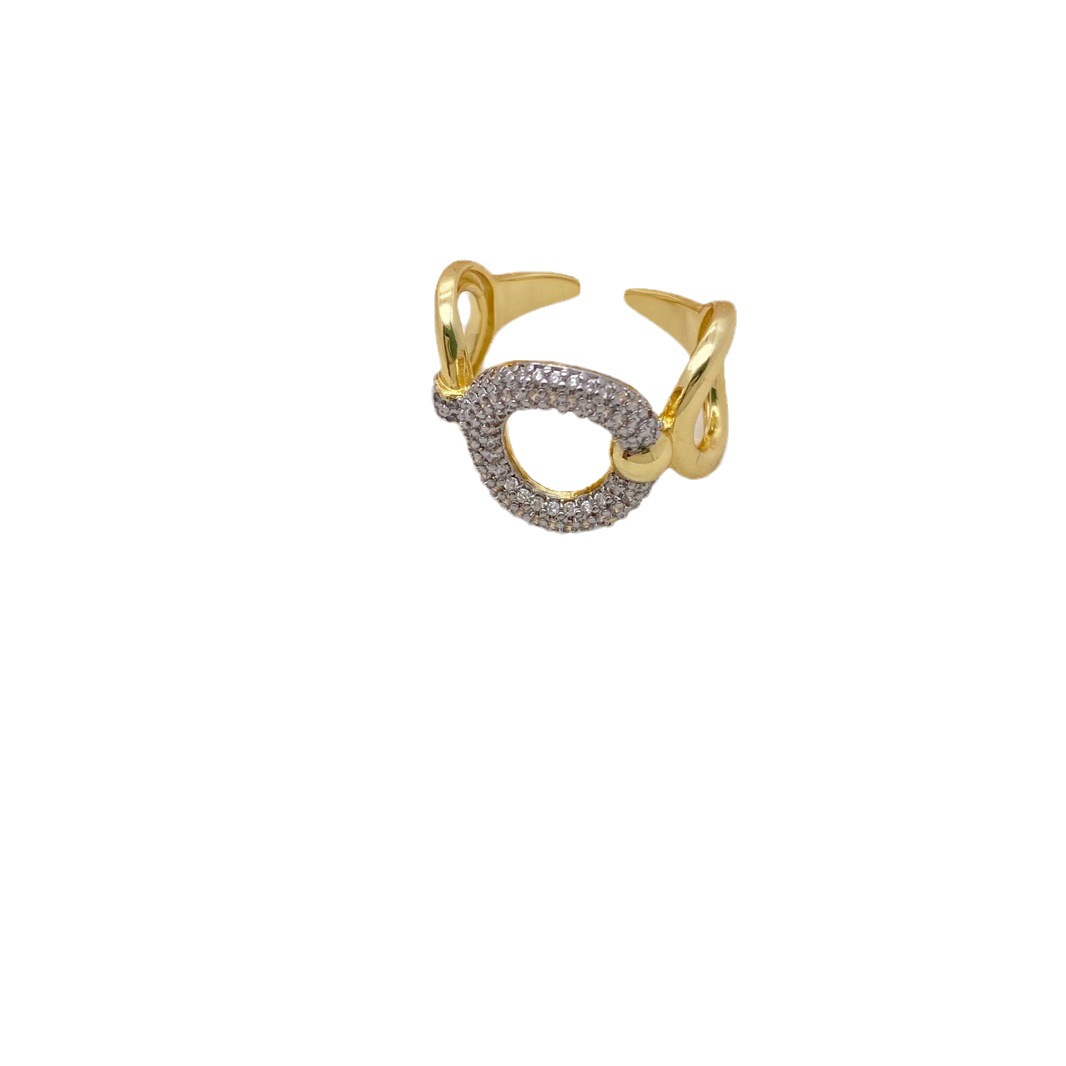 vintage genuine gold electroplated with diamond setting, fashionable and elegant, exquisite and versatile ring jewelry Item Picture