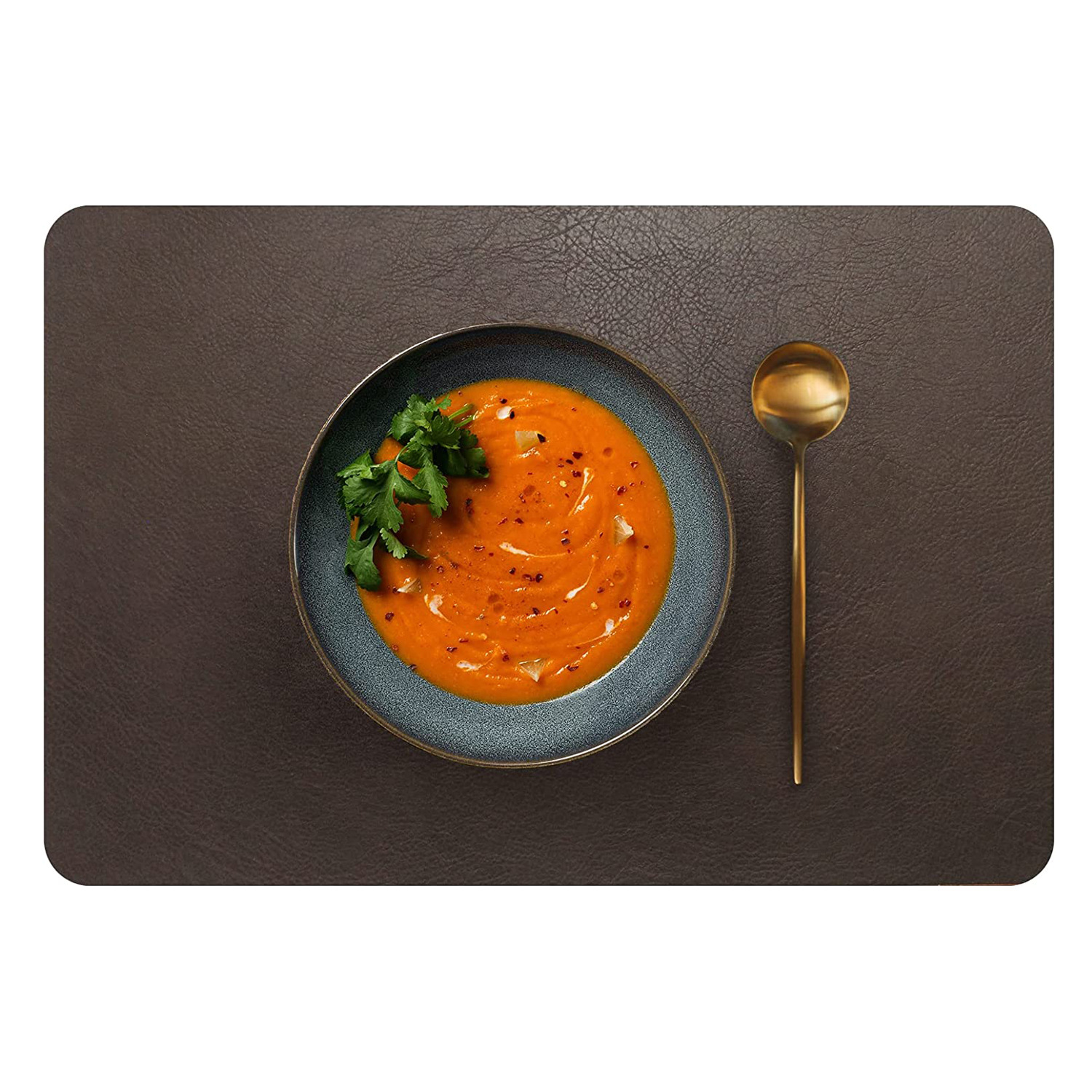 棕色皮革餐垫杯垫餐桌垫防烫垫硅胶杯垫酒店一次性用品详情图5