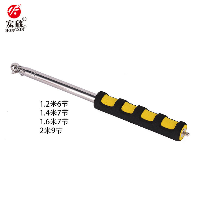 Customized 2-meter retractable stainless steel tour guide flagpole, thickened stainless steel teaching whip tour guide pole details Picture
