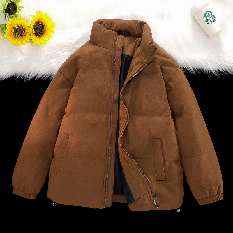 Customizable LOGO thickened suede cotton jacket for both men and women, loose cotton coat, breaded jacket, stand-up collar coat Specification image