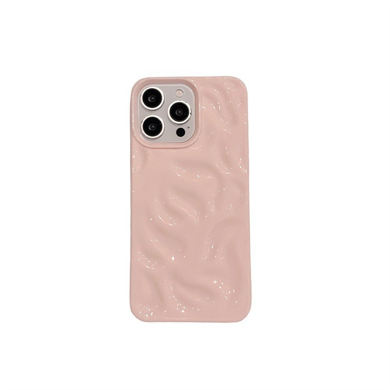 The simple meteorite pattern is suitable for iPhone16 and iPhone 15promax phone cases. The three-dimensional wave 14 solid color 13 soft case Item Picture