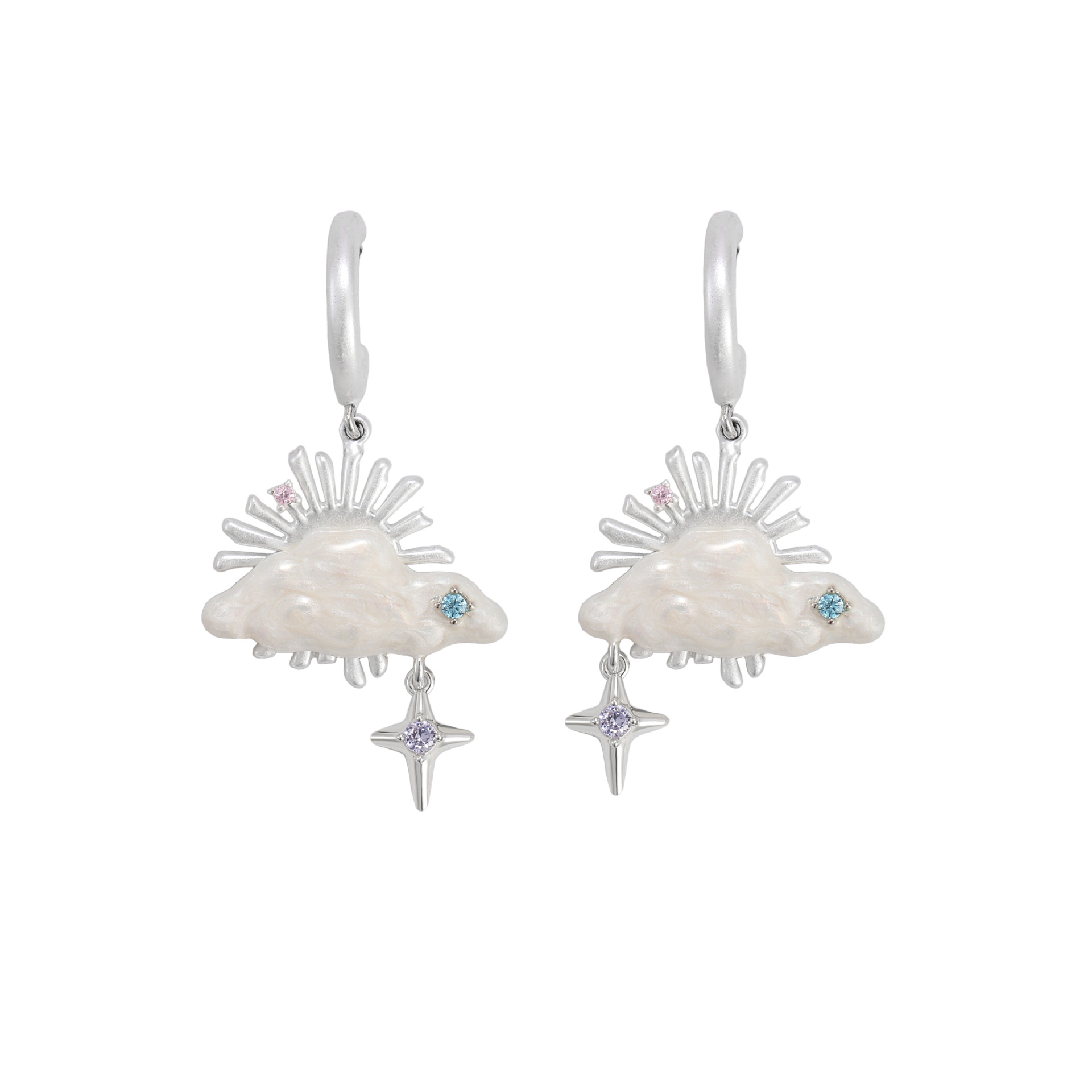 Cloud Gap Flying Crane Stud Earrings, a unique and versatile design with a high-end feel for women in an Instagram style. Original cloud earrings, 925 silver needle earrings Item Picture