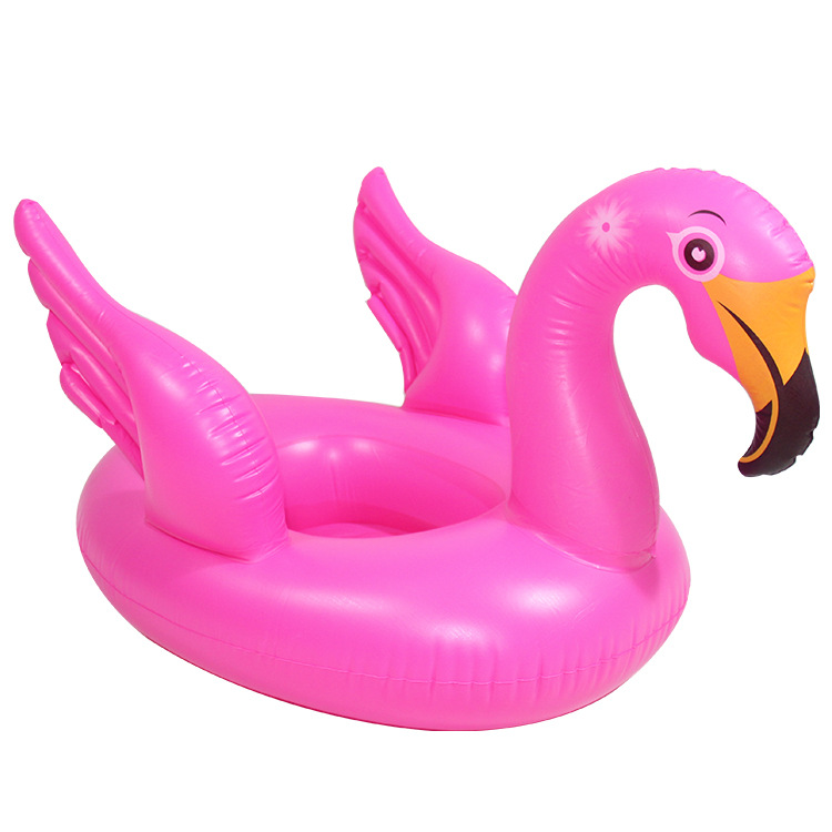 火烈鸟艇水上充气儿童玩具座圈带翅膀防侧翻游泳圈婴儿坐圈批发白底实物图