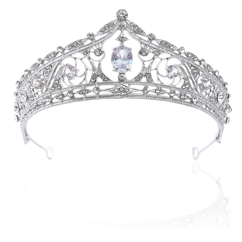 European and American retro Baroque full diamond crown bride headwear, crown wedding birthday princess hair band Item Picture