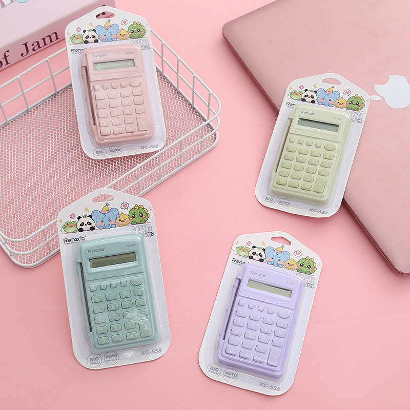The kc-558 mini flip palm Calculator is a cute cartoon, small, portable and practical calculator full figure