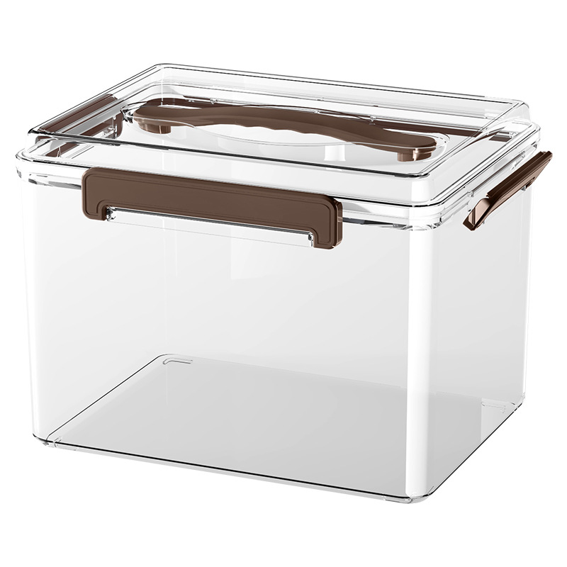 密封食品收纳箱家用手提透明加厚PET食物零食玩具防尘防潮储物箱白底实物图