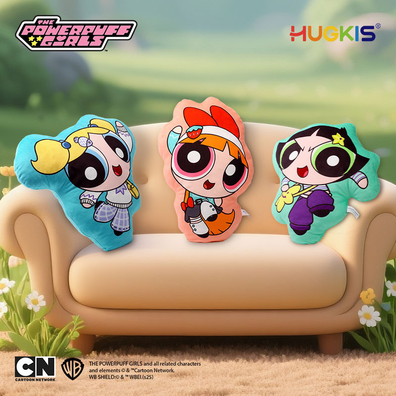 正版飞天小女警活力系列卡通图案创意沙发毛绒公仔抱枕双面靠垫枕