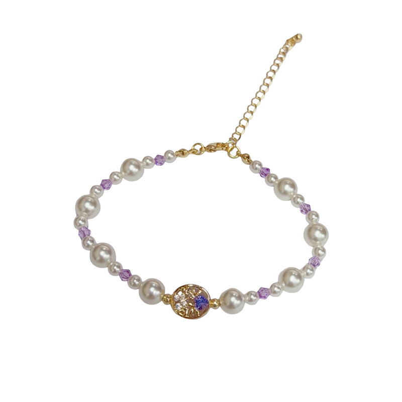 Nicho de moda dulce y versátil diamante oval pulsera de perlas personalidad ligera extravagancia temperamento simple sentido de primera clase decoración de la mano mujer Application Scenario
