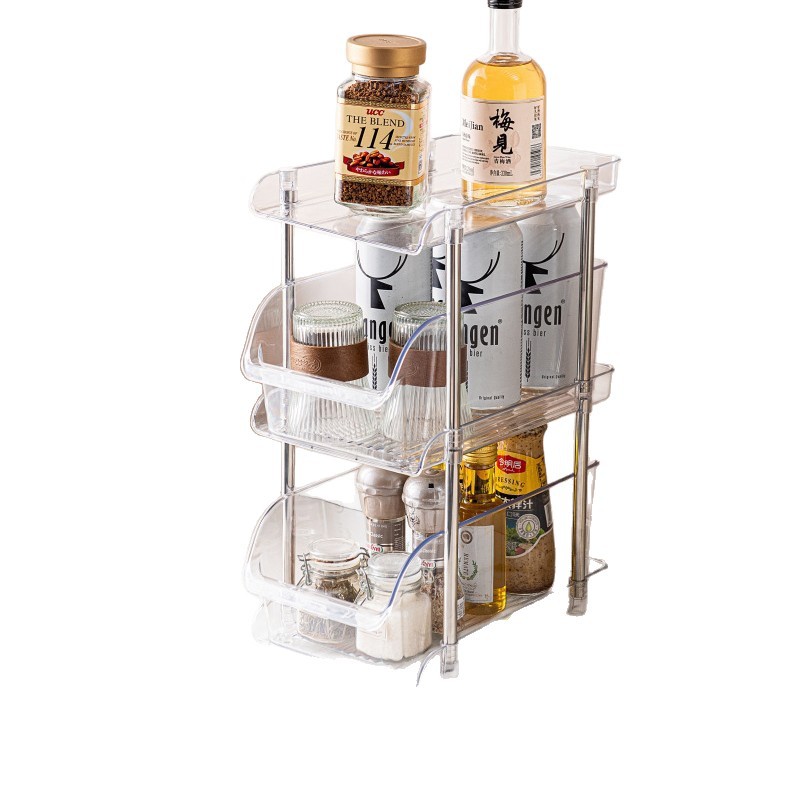 Transparent multi-layer kitchen storage rack, kitchen cabinet, drawer-type storage, seasoning rack, cabinet storage rack Item Picture
