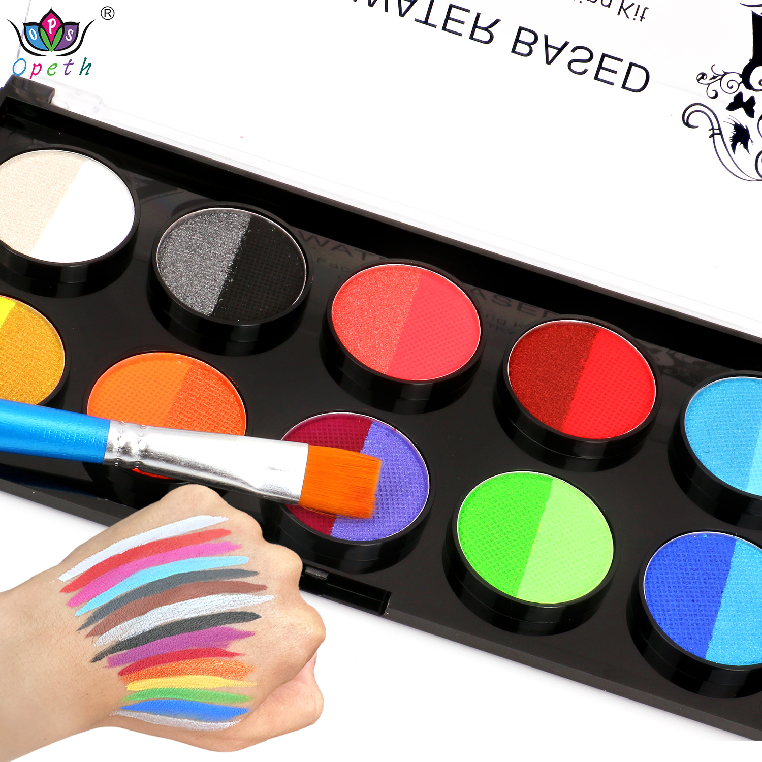 New Amazon AliExpress 10-grid two-color body painting paint water-based non-fading quick-drying paint wholesale Specification image