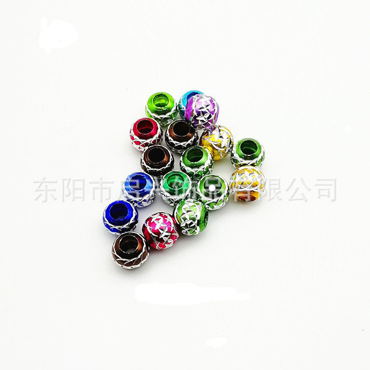 Watermelon-shaped colored engraved X-shaped eco-friendly mixed color aluminum beads, large-hole beads, diy beaded jewelry accessories in stock for wholesale