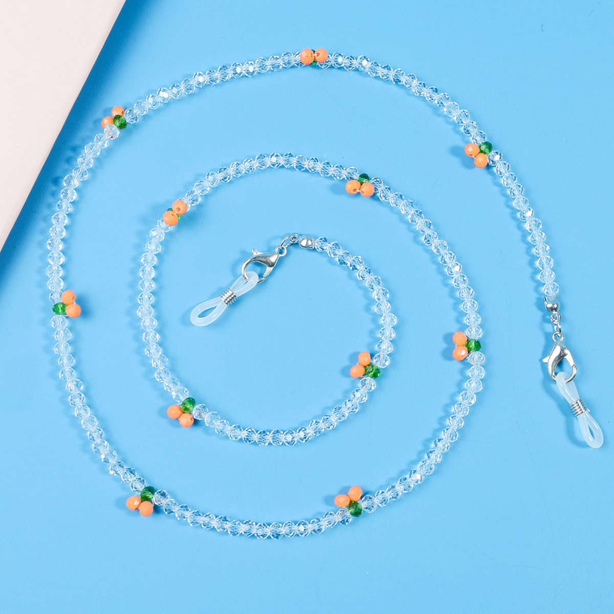 Wholesale of 2022 new style simple and fashionable eyeglass chain accessories, crystal rice bead necklaces details Picture