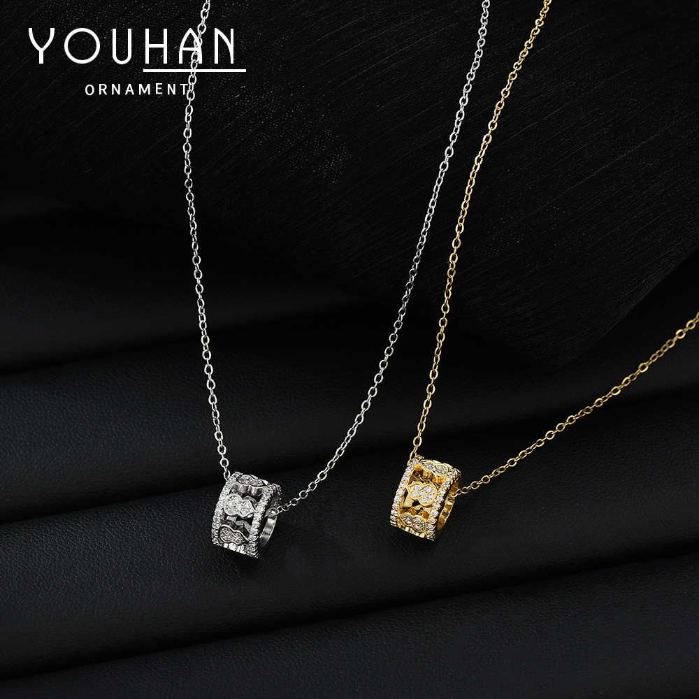 真金电镀镶锆石气质锁骨链女高级感小蛮腰项链精致新中式葫芦颈链