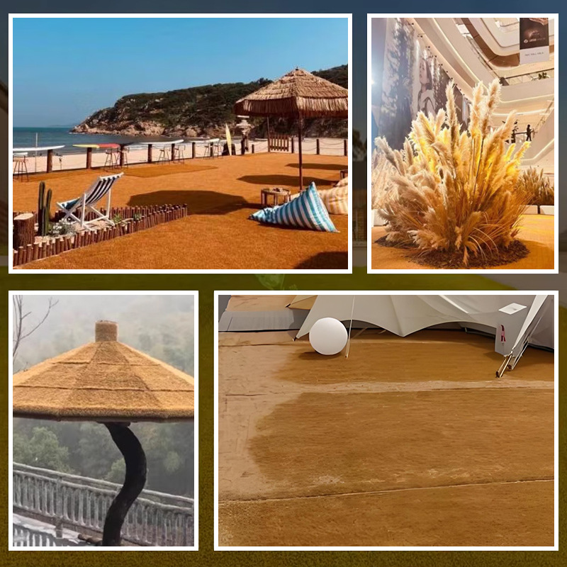 For the export of artificial beaches, lawns, scenic spots, ground decoration, artificial golden turf, and yellow artificial grass carpets details Picture