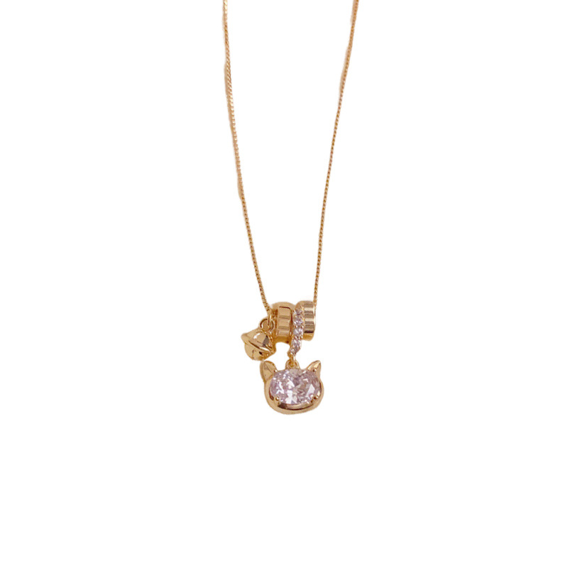 Sweet and cool style, fashionable, versatile and high-end cat bell pendant necklace, a niche and simple design accessory source manufacturer Item Picture