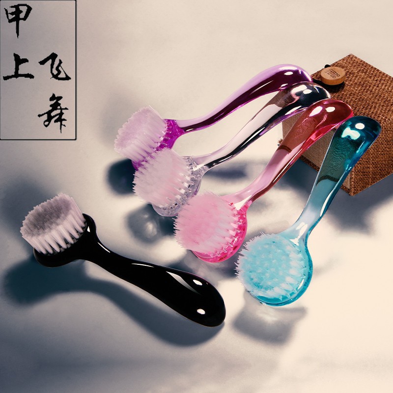 美甲刷厂家直销美甲圆头带盖清洁工具长柄清洁美甲刷美甲工具批发