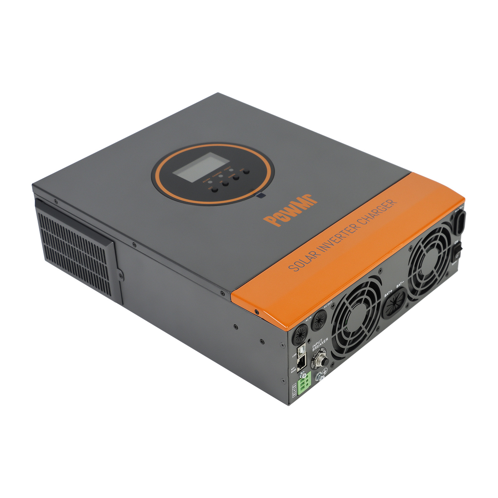 PowMr3200W美标110V120V太阳能光伏混合逆变器100A逆控一体机跨境白底实物图