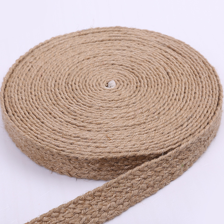 黄麻扁麻绳10米一卷扁麻花边织带绳子diy工艺品服装包边编织麻绳