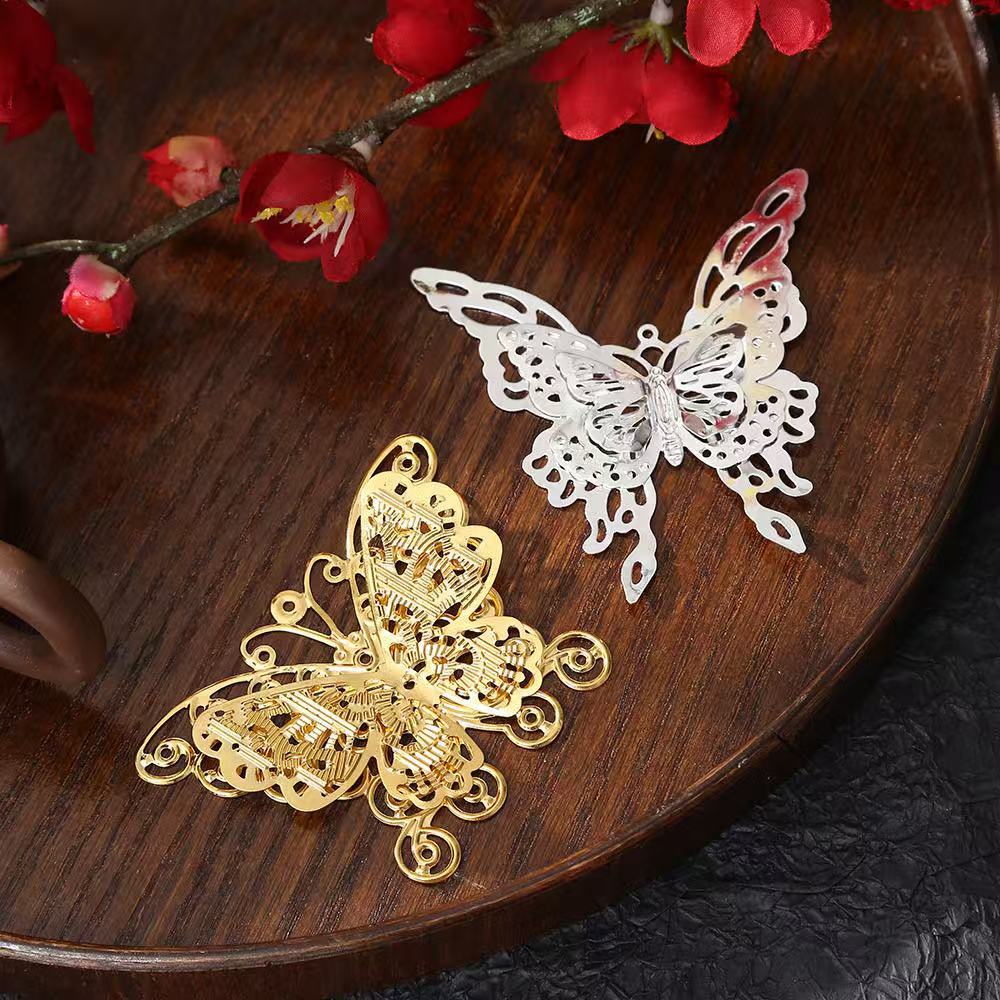 步摇发饰diy手工配件镂空蝴蝶立体蝴蝶花古风古装发簪材料饰品