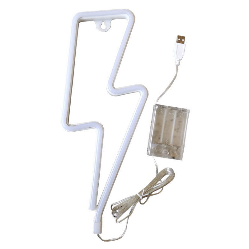 LED闪电霓虹灯墙面装饰挂灯节日派对氛围灯圣诞节日房间卧室布置白底实物图