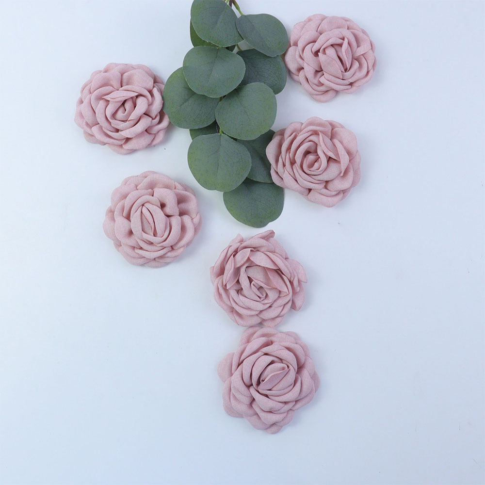 麻布花caro同款玫瑰花立体山茶花服装辅料DIY头花手机壳配饰百搭