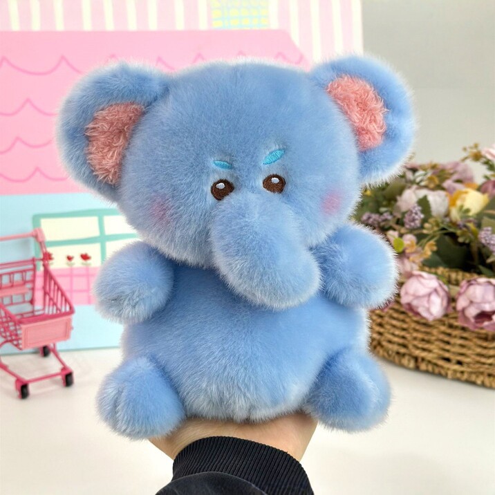 Soft and cute blue elephant plush toy, soothing doll, children's companion figurine, adorable pet pillow gift Specification image