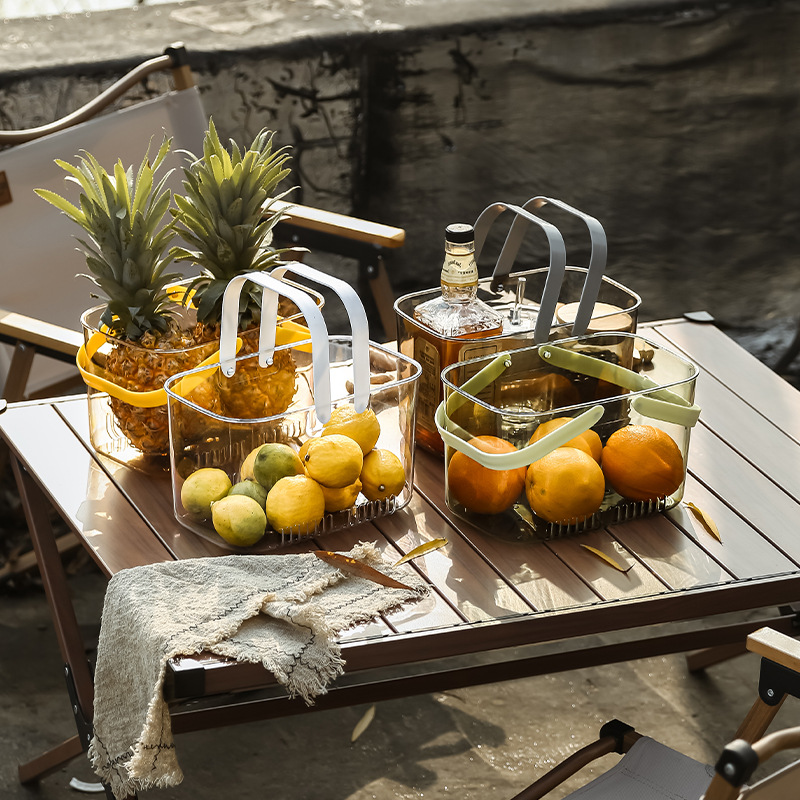 Luz extravagancia cestas portátiles fruteros hogar cubos de frutas bandejas de salón alto nivel visual creativo frutero con tenedor Application Scenario
