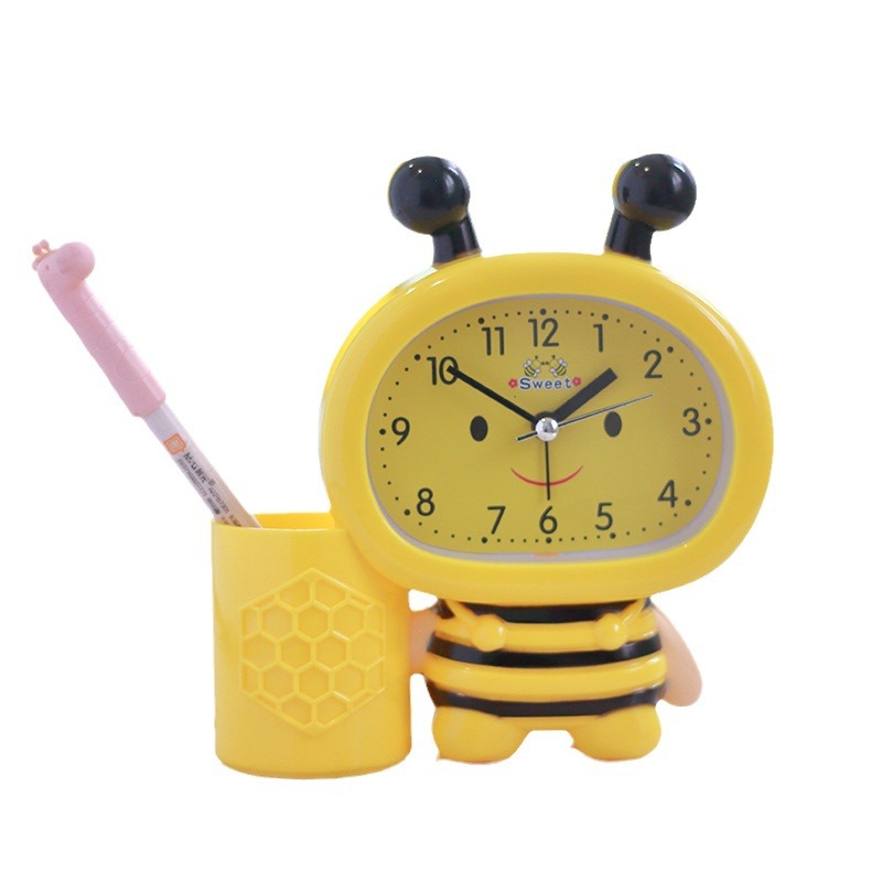 Innovative and creative pen holders by male and female students, bee alarm clocks, bedside children's cartoon, fashionable and cute alarm clocks, bedroom clocks Item Picture