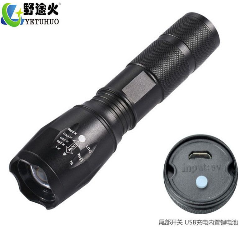 A100 Handheld Led High-Intensity T6 Camping Charging Flashlight, Telescopic Zoom L2 High-Power Outdoor Camping Flashlight Item Picture