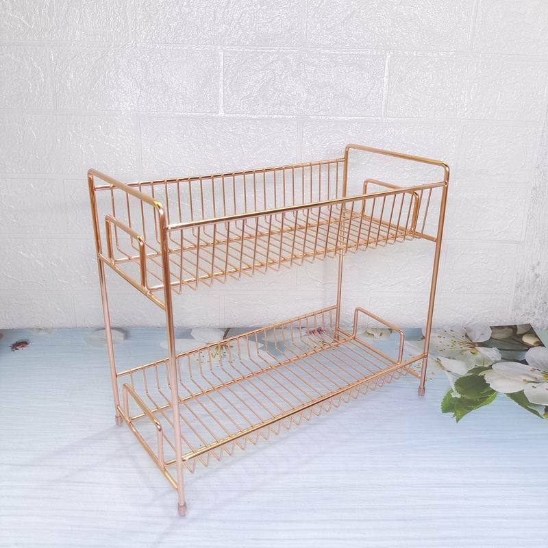 Nordic gold direct supply desktop multi-layer cosmetics shelving, ironwork kitchen shelving, 2-layer shelving Specification image