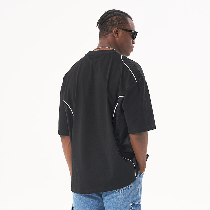 ETAI men's summer American short-sleeved mesh patchwork street men's pure cotton T-shirt casual outerwear in stock Application Scenario