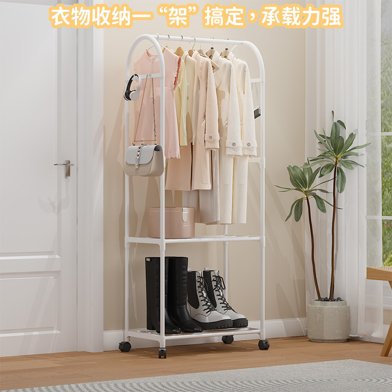 Simple coat rack, clothes hanger with wheels, movable bedroom storage, clothes rack, storage rack, shoe rack, clothes hanger 9130 details Picture