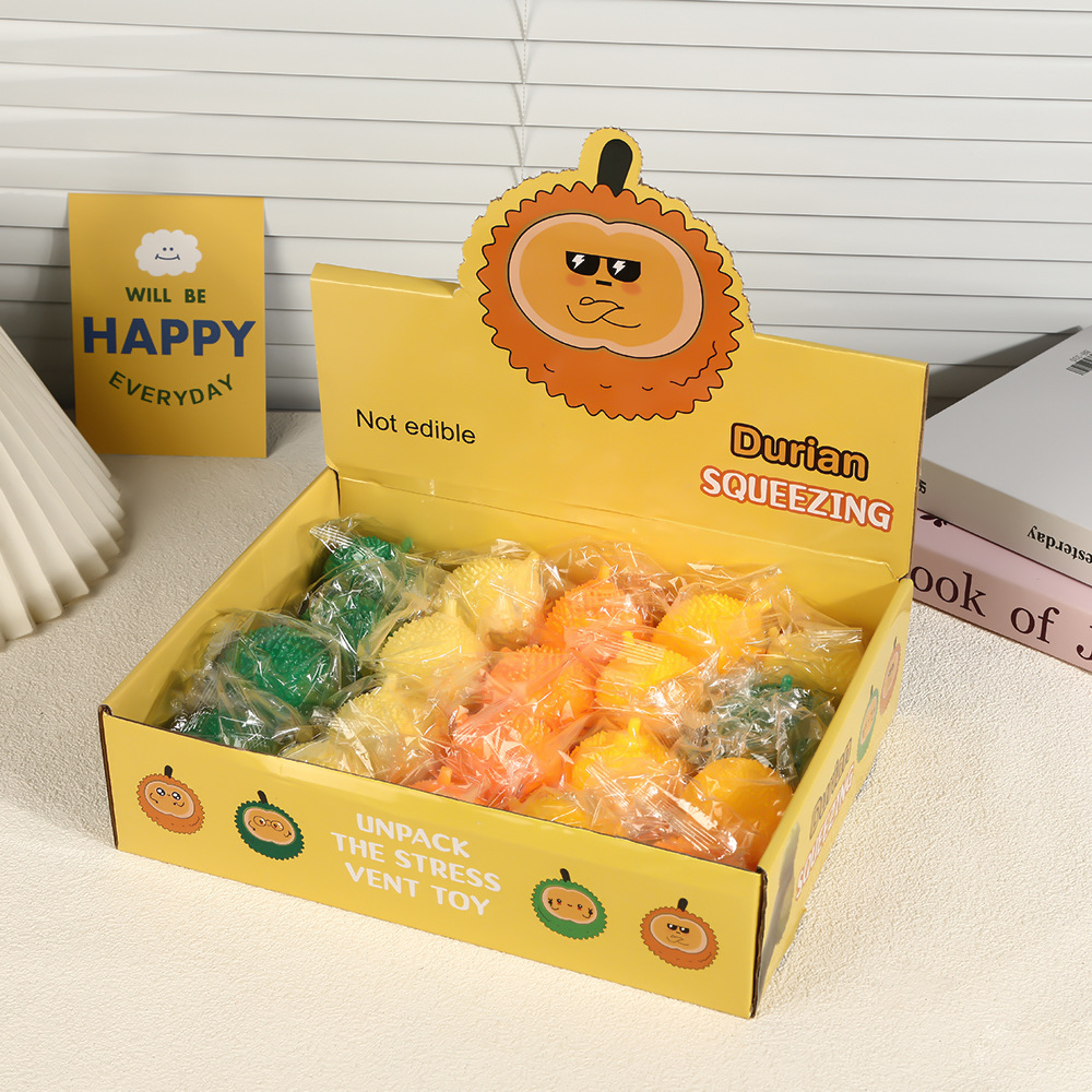 Cross-border Small durian Pinching Fun Children's Fun TPR Stress-relieving Fruit Toy, Stress-relieving and venting simulation Food play details Picture