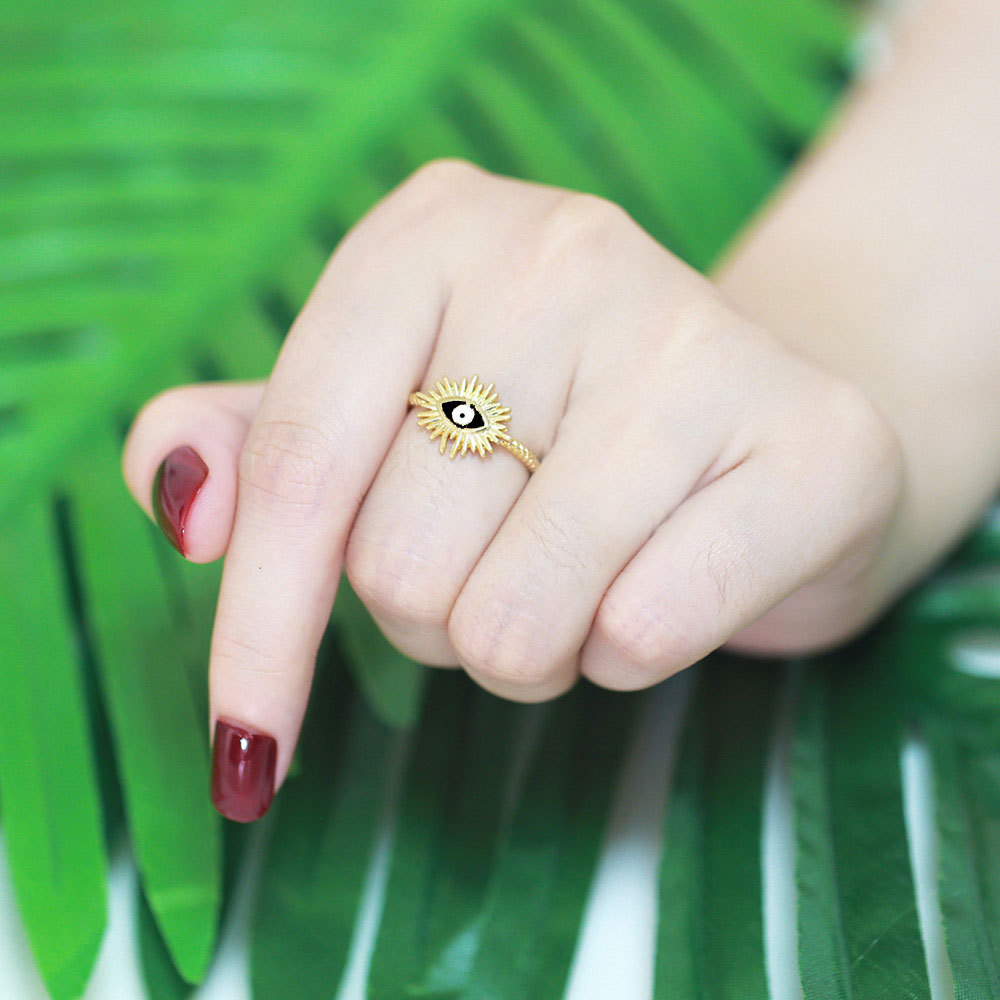 European and American fashionable colored oil-dripping zircon ring, simple and cute, fashionable eye opening ring, women's ring Application Scenario